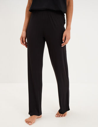 Pantalon fluide taille &eacute;lastiqu&eacute;e noir femme