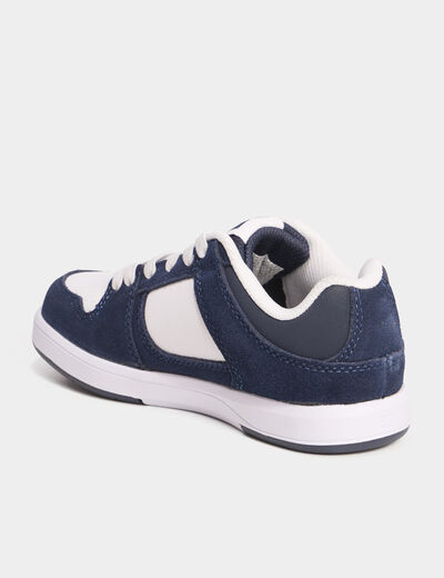 Tennis basses cuir &agrave; lacets bleu gar&ccedil;on