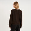 Gilet cardigan col rond boutonn&eacute; marron fonc&eacute; femme