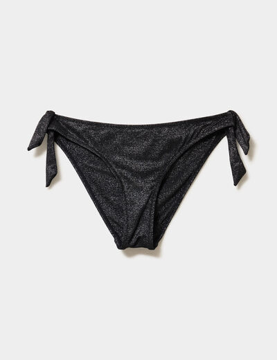 Bas de maillot de bain métallisé noir femme
