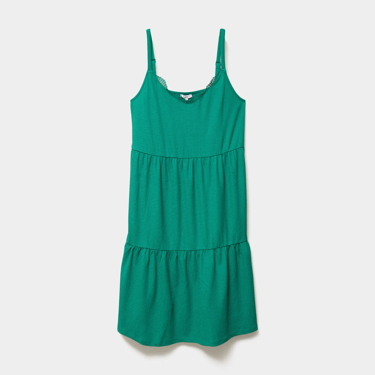 Robe bretelles &agrave; volants longueur genou vert canard femme grande taille
