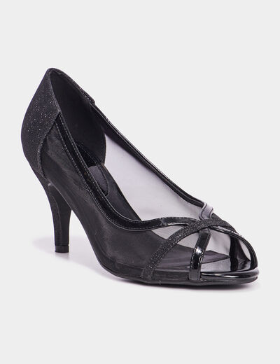 Escarpins talons et mesh Mosquitos noir femme