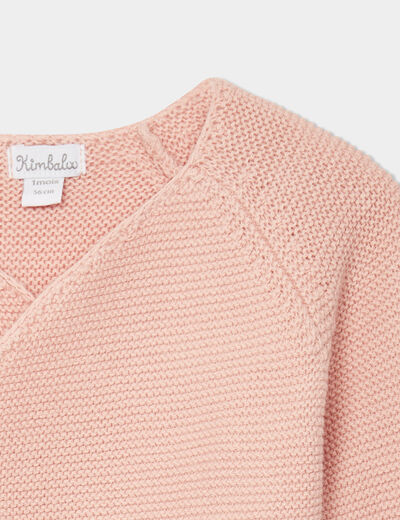 Brassière naissance tricot nouée coton rose poudrée bébé fille