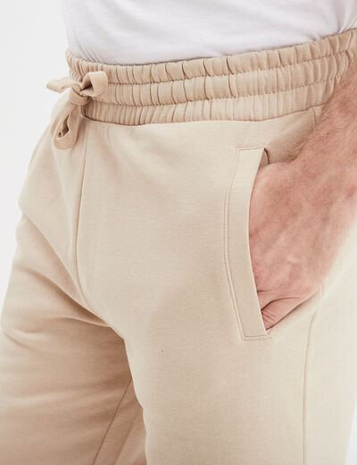 Short jogging molletonné droit beige homme