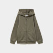 Sweat zipp&eacute; &agrave; capuche en molleton vert kaki gar&ccedil;on