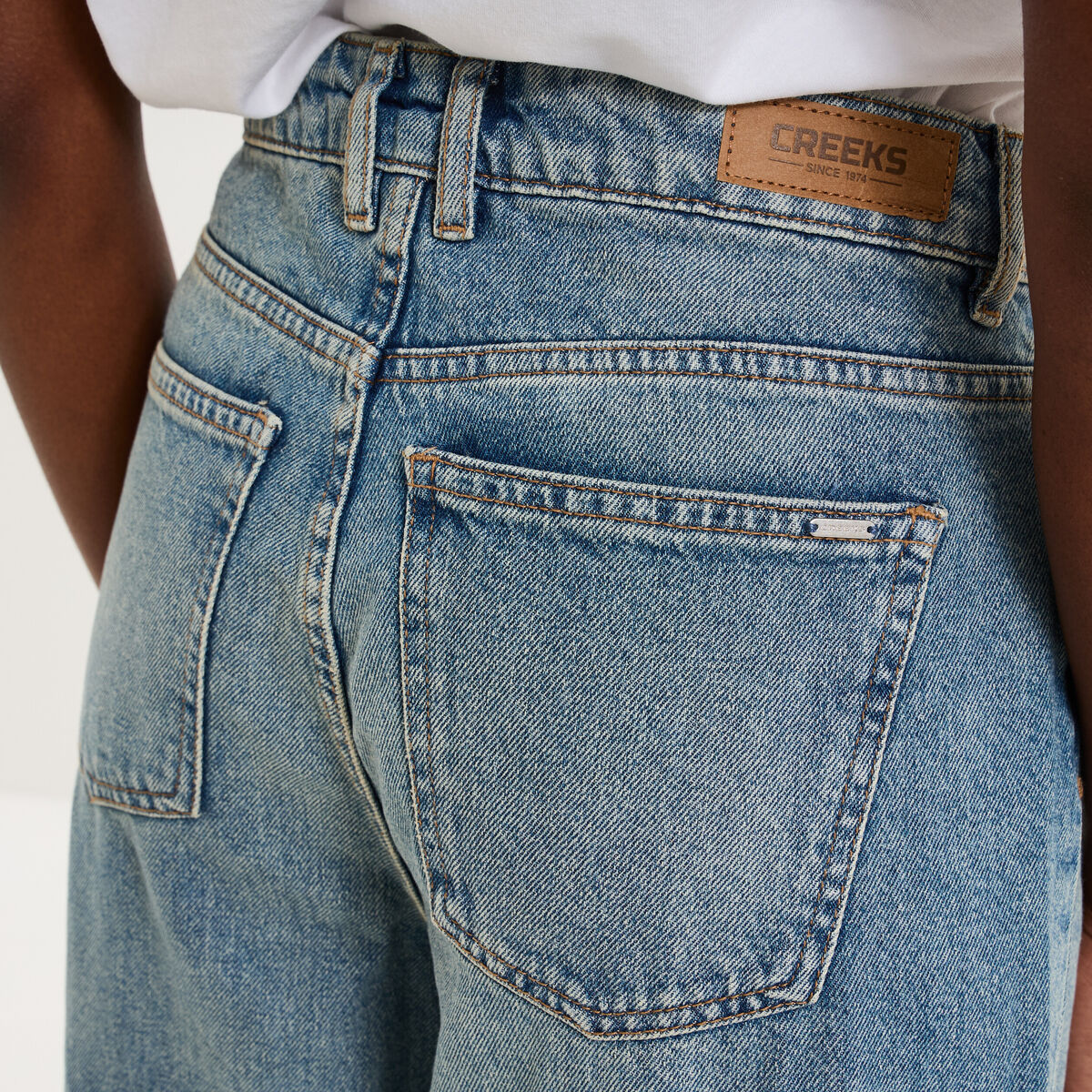 Jean large taille haute coton denim dirty femme