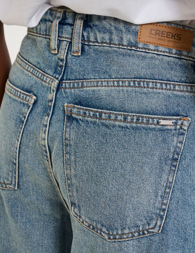 Jean large taille haute coton denim dirty femme
