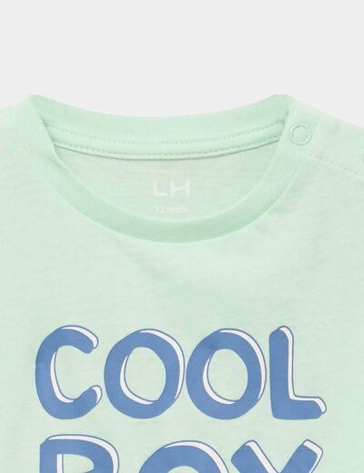 T-shirt manches courtes coton vert anis b&eacute;b&eacute; gar&ccedil;on