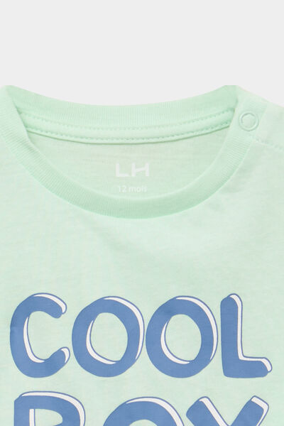 T-shirt manches courtes coton vert anis b&eacute;b&eacute; gar&ccedil;on