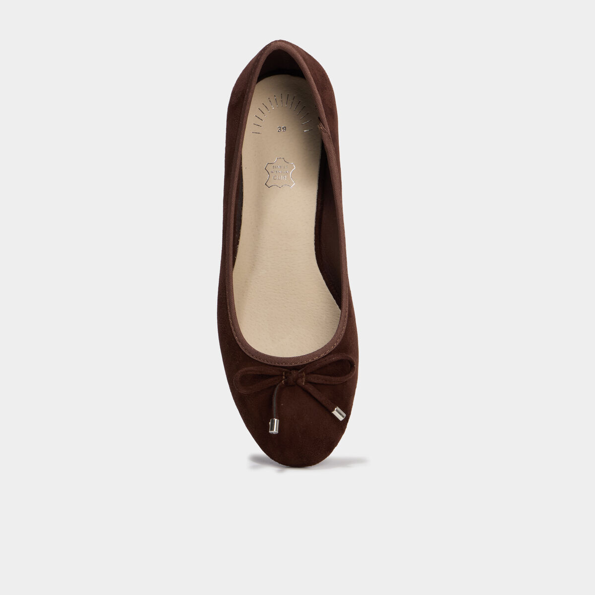 Ballerines su&eacute;dine &agrave; talons carr&eacute;s marron fonc&eacute; femme