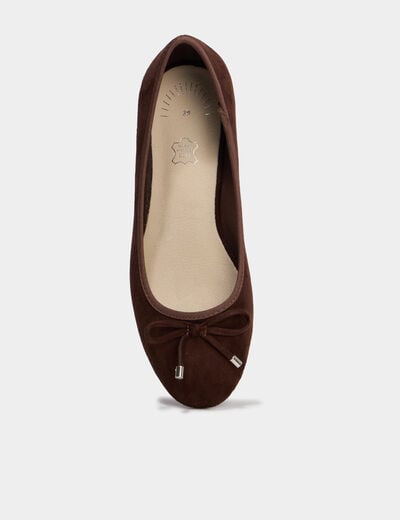 Ballerines su&eacute;dine &agrave; talons carr&eacute;s marron fonc&eacute; femme
