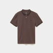 Polo piqu&eacute; coton manches courtes marron chocolat homme