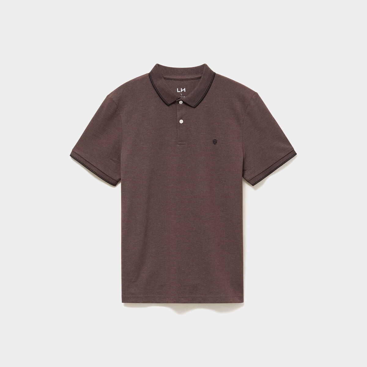 Polo piqu&eacute; coton manches courtes marron chocolat homme