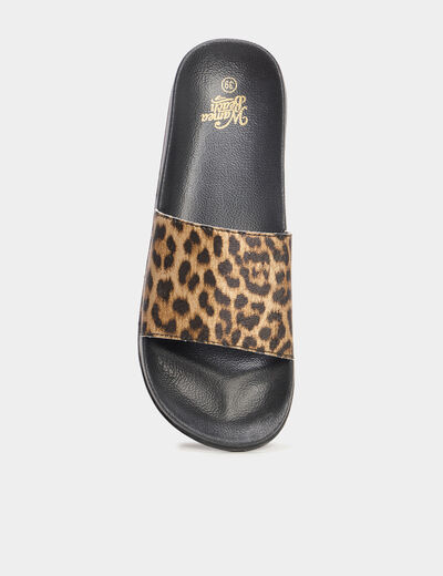 Mules de plage noir femme