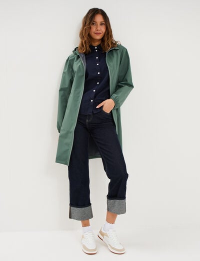 Parka longue imp&eacute;rm&eacute;able coupe-vent vert kaki femme