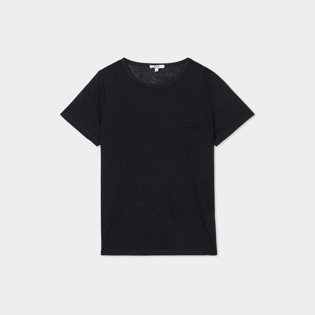 T-shirt col rond 1 poche manches courtes noir femme