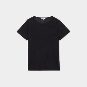 T-shirt col rond 1 poche manches courtes noir femme