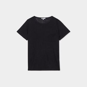 t shirt col rond 1 poche manches courtes noir femme T-shirt col rond 1 poche manches courtes noir femme