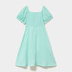 Robe smock&eacute;e manches courtes &eacute;vas&eacute;e vert clair fille
