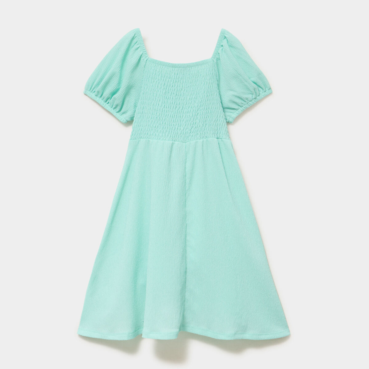 Robe smock&eacute;e manches courtes &eacute;vas&eacute;e vert clair fille
