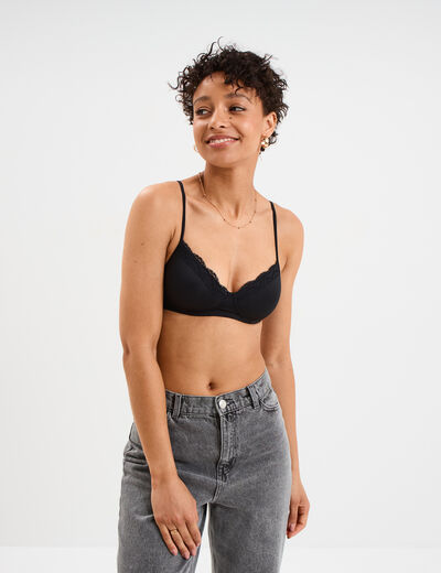 Soutien-gorge triangle micro dentelle noir femme