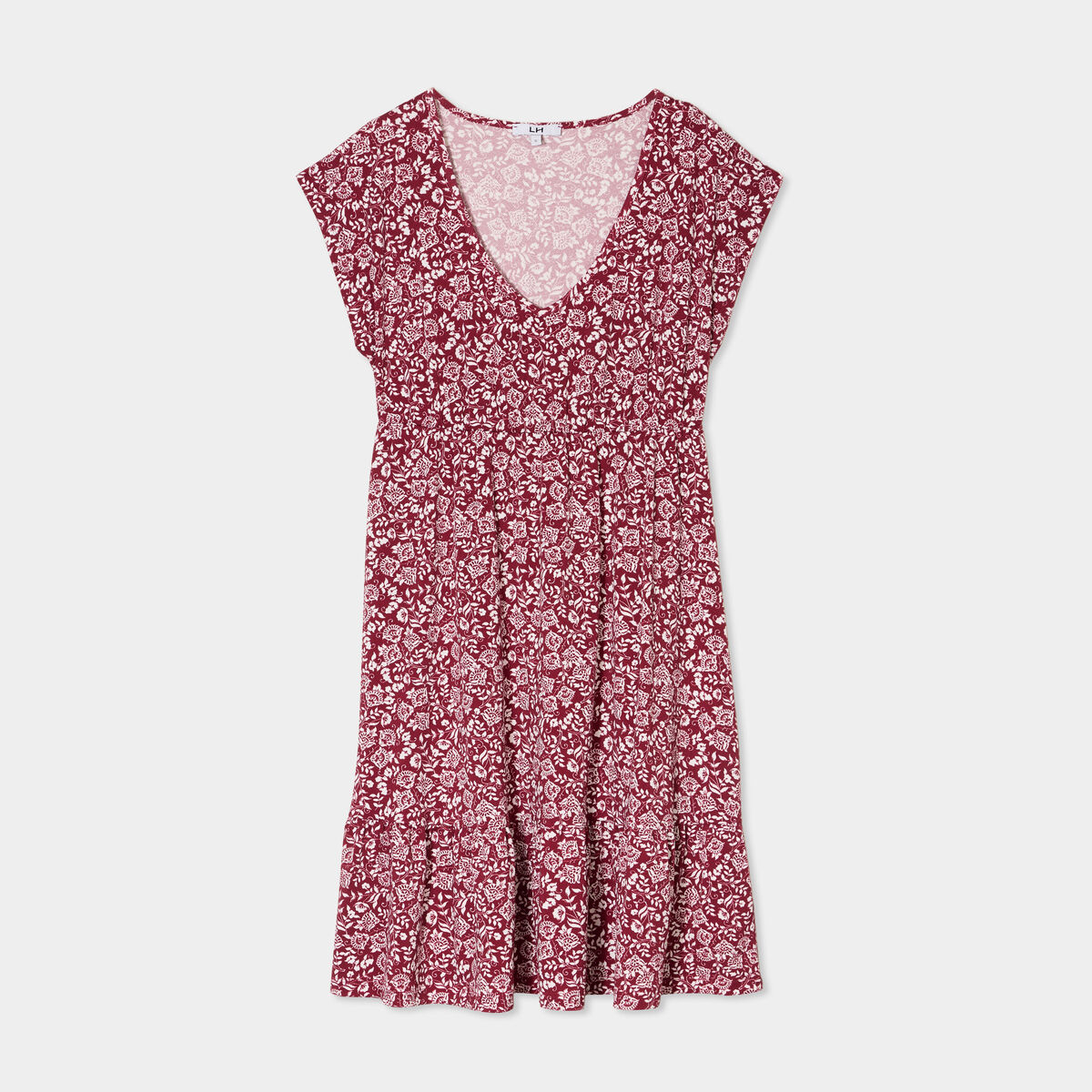 Robe patineuse manches courtes marron foncé femme