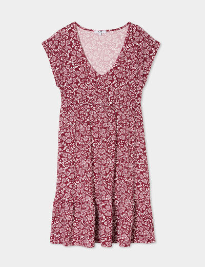 Robe patineuse manches courtes marron foncé femme