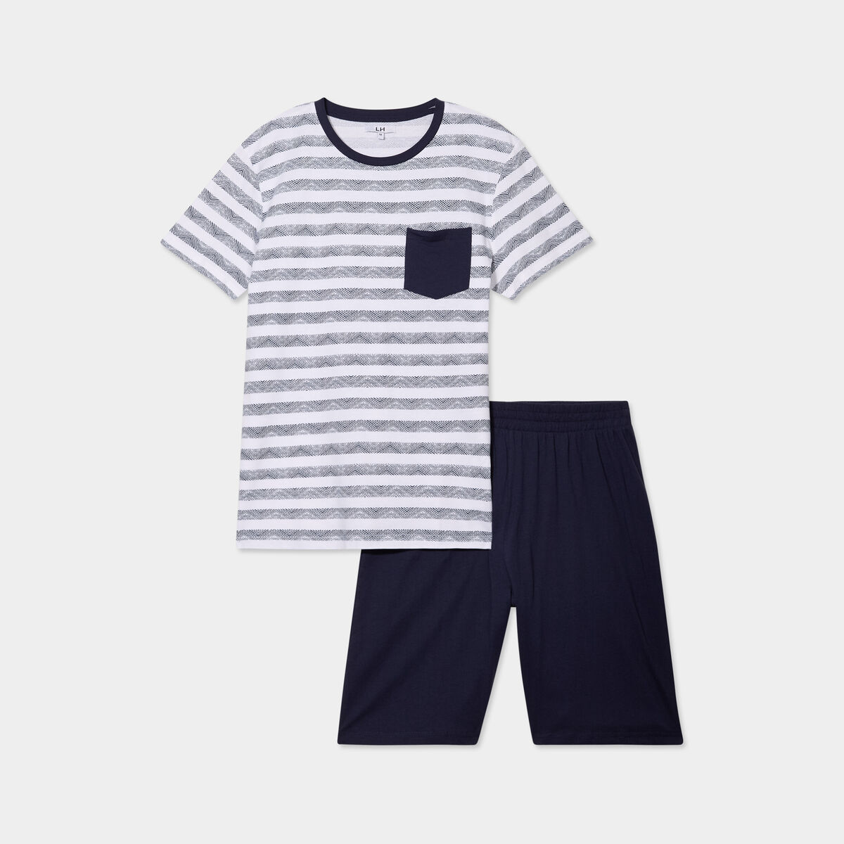 Ensemble pyjama short 2 pi&egrave;ces coton blanc homme