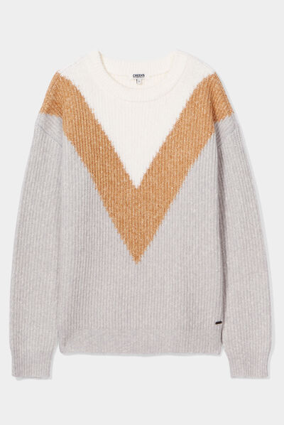 Pull manches longues gris clair femme