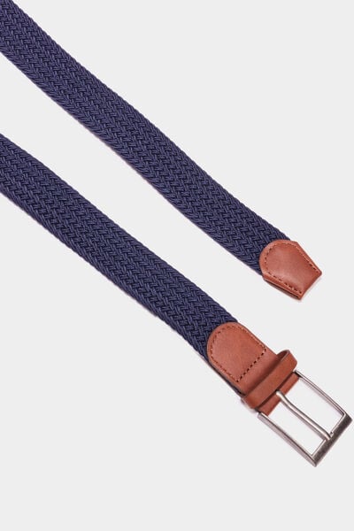 Ceinture tress&eacute;e bleu marine homme
