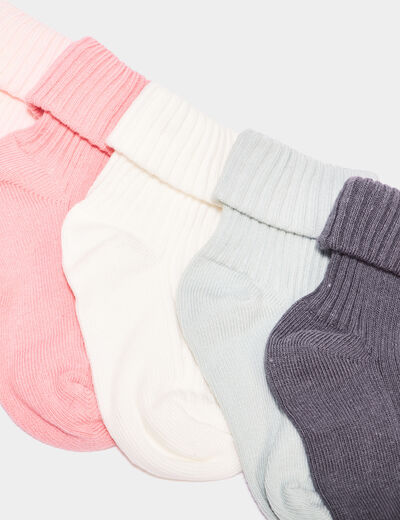 Lot 5 paires chaussettes côtelées coton multicolore bébé fille