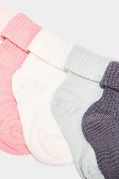 Lot 5 paires chaussettes c&ocirc;tel&eacute;es coton multicolore b&eacute;b&eacute; fille