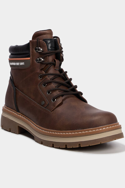 Boots &agrave; lacets avec semelle crant&eacute;e marron homme