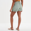 Short en jean ceinture élastiquée vert foncé femme