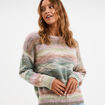 Pull col rond manches longues multicolore femme