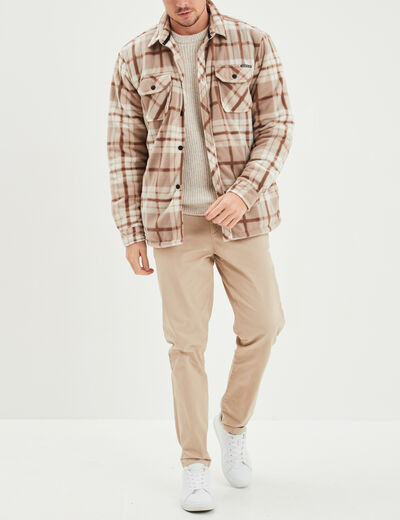 Surchemise col imitation laine de mouton gris homme