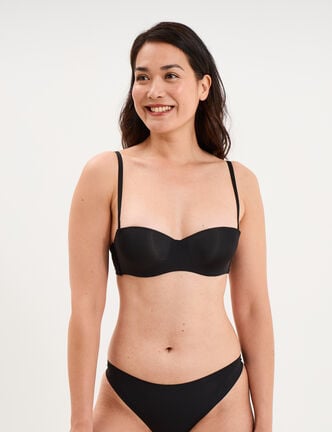Soutien-gorge bandeau microfibre noir femme