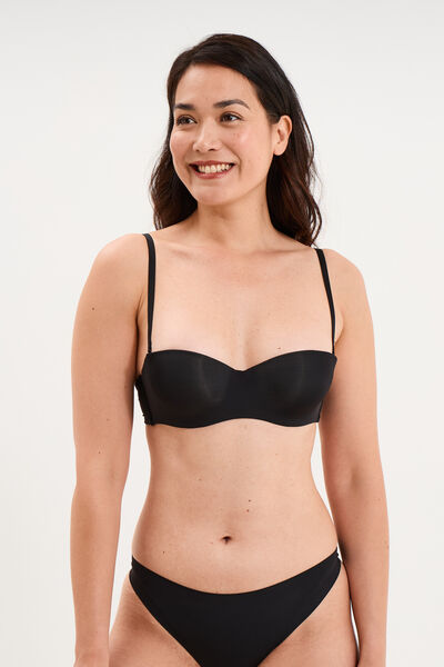 Soutien-gorge bandeau microfibre noir femme