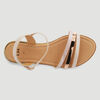 Sandales plates brides multi texturees rose femme