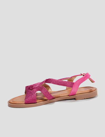 Sandales à brides crochet rose fushia femme