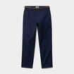 Pantalon chino 7/8&egrave;me ceinture tress&eacute;e bleu marine femme
