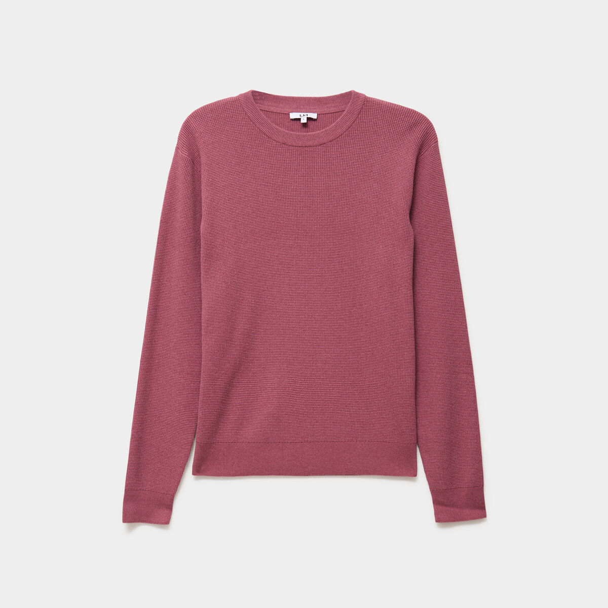 Pull en maille textur&eacute;e col rond vieux rose homme