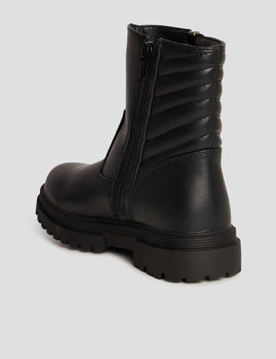 Bottines motardes crantées zippées noir fille