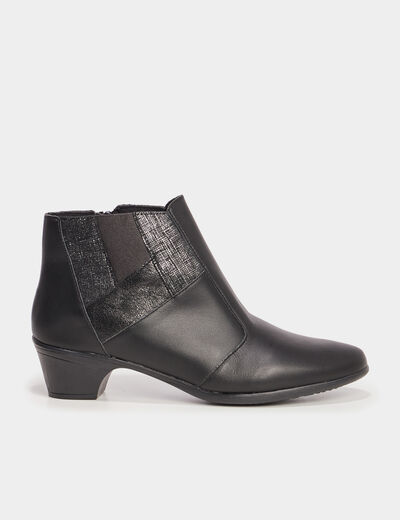 Boots talons fermeture zippée cuir noir femme