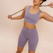 Short cycliste de sport taille haute violet femme