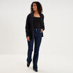 Blazer court col ch&acirc;le manches longues noir femme