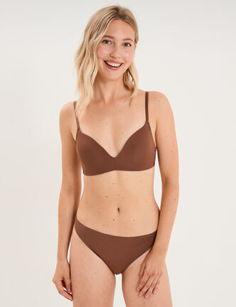 Soutien-gorge triangle bretelles fines marron femme