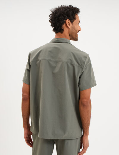 Chemise d&eacute;perlante droite stretch gris homme