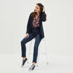 Veste blazer droite bleu foncé femme