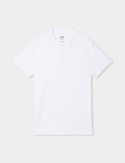 Polo en coton manches courtes blanc homme